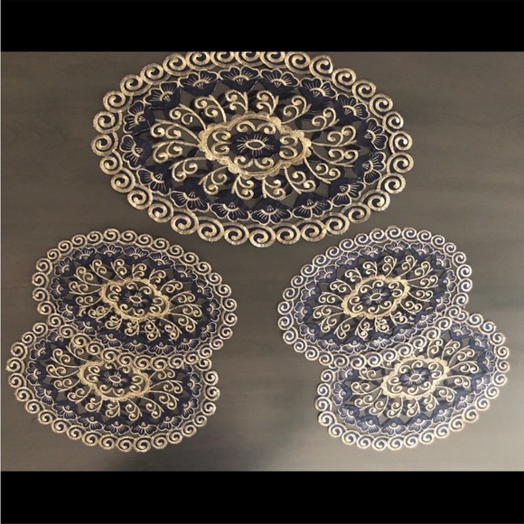 Elegant Navy/Gold Table cover Set - Picture 3 of 5